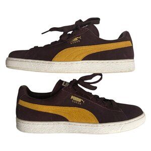 Men's PUMA Suede Classics Shoes Low Top Sneakers ~ Burgundy / Gold ~ Size 8